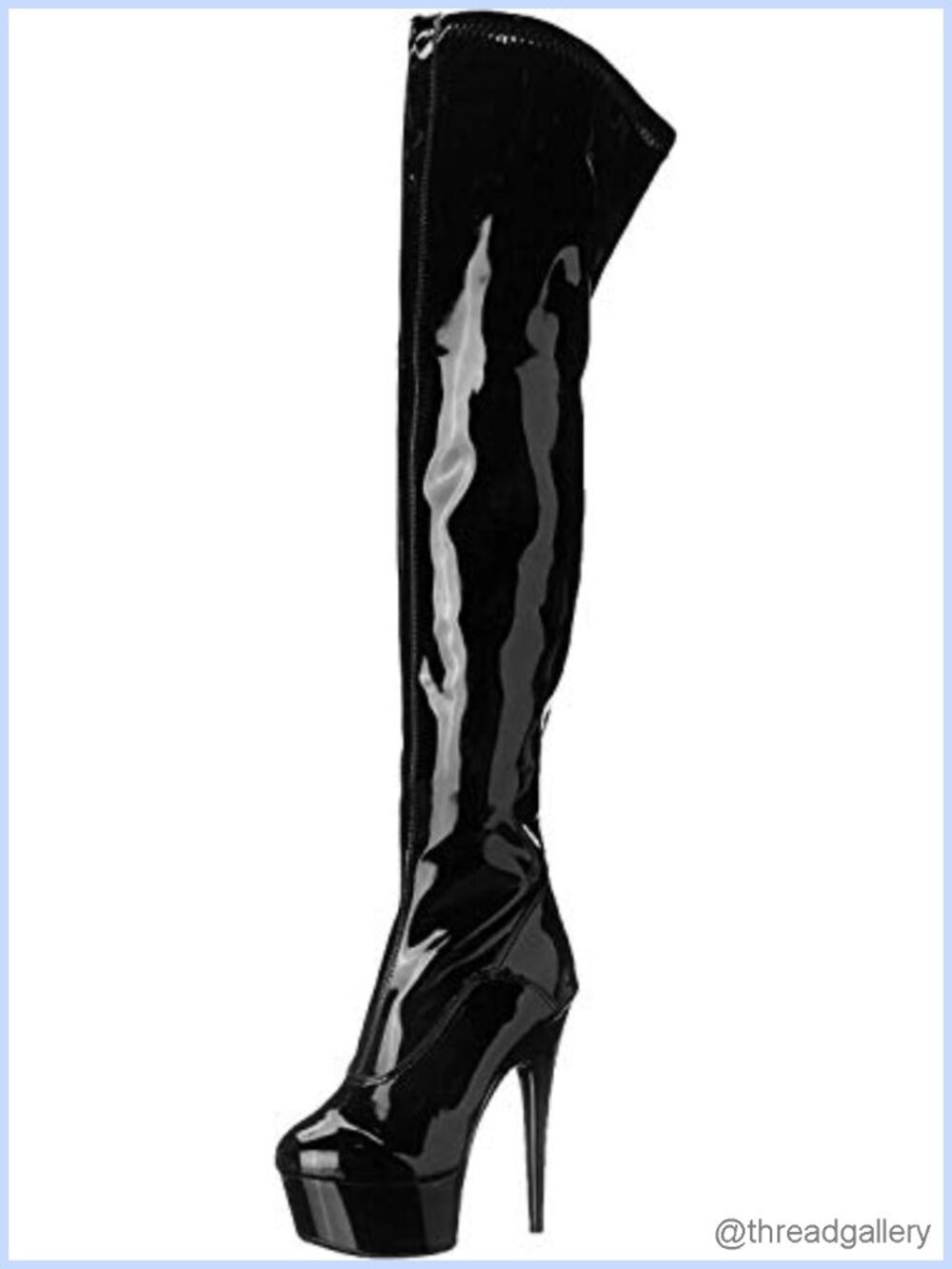 Women's 6" Platform Stiletto Thigh-High Boots Stretch Patent Leather